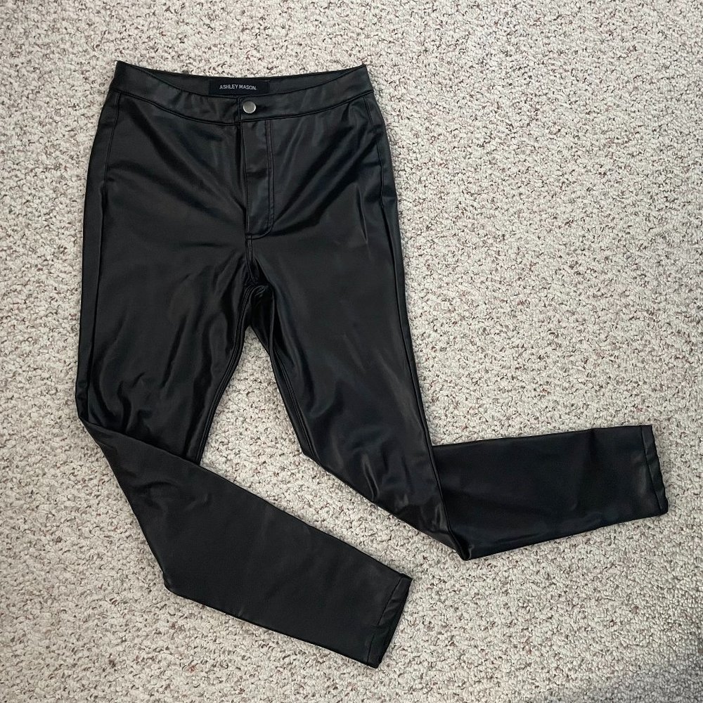 Black Faux Leather Fleece-Lined Leggings
